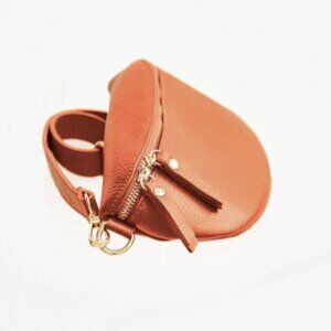 Debbie Katz, Italian Leather Fanny Pack, Chestnut Brown, Adjustable Strap